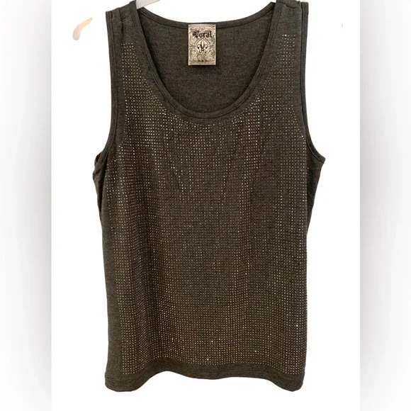 NWT VOCAL Charcoal (Platinum) rhinestone tank size XLARGE. Gorgeous & versatile - Picture 8 of 8